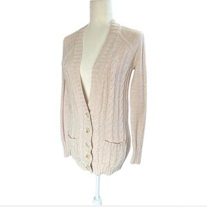 Moda International Cream cable knit cardigan with pockets and buttons